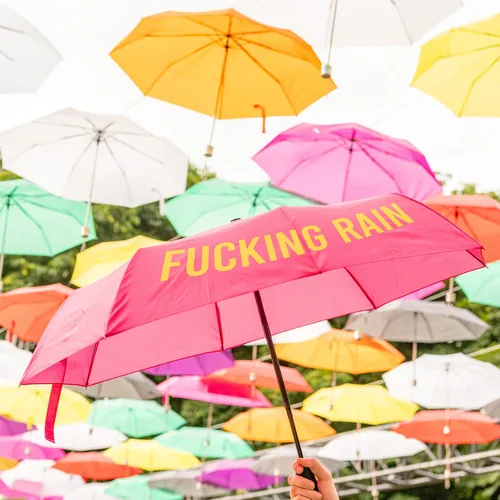 Trendform Schirm Fucking rain Pink - Schirmtyp: Taschenschirm - Nachhaltigkeit: Nicht angegeben - Sportart: Lifestyle - Farbe: Pink - Länge: 29 cm - Schirm-Eigenschaften: Robust