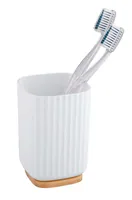 Wenko Zahnputzbecher Rotello Weiss - Detailfarbe: Weiss - Detailmaterial: Bambus - Kunststoff - Grundmaterial: Kunststoff - Bambus