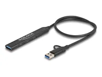 DELOCK 4 Port Slim USB Hub mit USB Type-C oder USB Typ-A zu 3 x USB 5 Gbps USB Type-C + 1 x USB 5 Gbps Typ-A