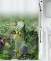spirella Duschvorhang Jungle 180 x 200 cm Grün/Violett - Breite: 180 cm - Höhe: 200 cm - Detailfarbe: Grün - Violett - Produkttyp: Duschvorhang - Detailmaterial: Polyvinylchlorid (PVC) - Grundmaterial: Kunststoff