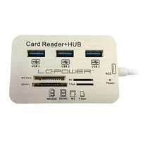 LC-Power USB-Hub LC-HUB-C-CR - Stromversorgung: USB-C - Anzahl Ports: 7 - Detailfarbe: Weiss - USB Standard: 3.0/3.1/3.2 Gen 1 (5 Gbps) - USB Anschluss 2 (Endgerät): USB C - USB Anschluss 1 (Quelle): USB A