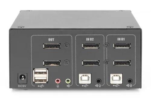 Digitus KVM Switch, 2-Port, Dual Display, 4K, DisplayPort®