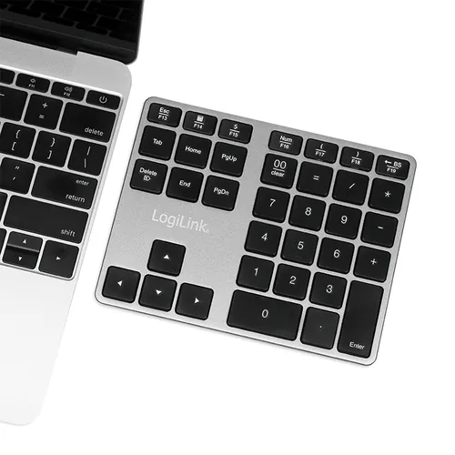 Logilink Keypad Bluetooth, mit 35 Tasten, ALU, Space grau