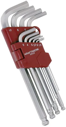 Kraftwerk Winkelschlüssel-Set 1.5-10 mm Innensechskant - Schraubenziehertyp: Innensechskant - Kugelkopf: Ja
