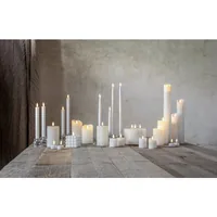 Star Trading LED-Kerze Pillar Flamme Stripe, Ø 7.5 x 15 cm, Weiss - Betriebsart: Batteriebetrieb - Fernbedienung: Nein - Aussenanwendung: Nein - Höhe: 15 cm - Timerfunktion: Ja - Set: Nein
