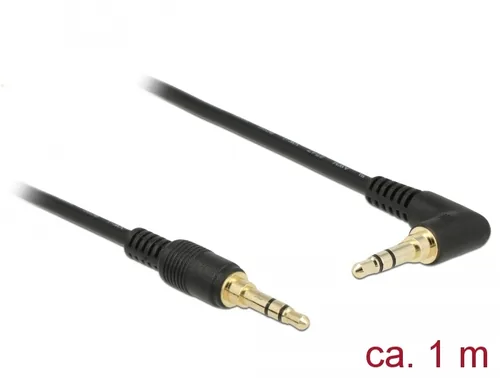 Delock Klinkenkabel 3,5 mm 3 Pin Stecker > Stecker gewinkelt 1 m schwarz