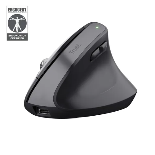 Trust Ergonomische Maus Bayo+ - Maus-Typ: Ergonomisch - Maus Features: Programmierbare DPI-Einstellung - Vertikales Design - Daumentaste - Silent-Tasten - Gelenkschonend - Scrollrad - Bedienungsseite: Rechtshänder - Detailfarbe: Schwarz - Verbindungsart: 