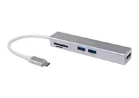Equip Adapter USB-C->HDMI2xUSB3.0SDTF 4K 30Hz 0.15m Alu.