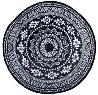 Esschert Design Teppich India Ø 180 cm x Schwarz/Weiss - Form: Rund - Eigenschaften: Keine Eigenschaft - Zertifikate: Keine Zertifizierung - Breite: 180 cm - Länge: 180 cm - Detailfarbe: Weiss - Schwarz