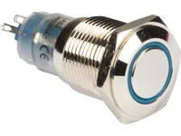 Velleman Drucktaster Metall 16 mm mit blauer Ringbeleuchtung - Set: Nein - Bauteileart: Taster