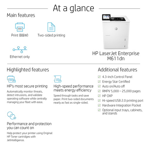 HP LaserJet Enterprise M611dn 1200 x 1200 DPI A4 Wifi