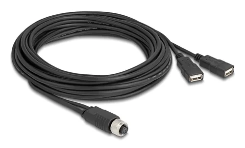 DeLOCK 60652 sensor/actuator cable 5 m M12 2 x USB Type-A Black