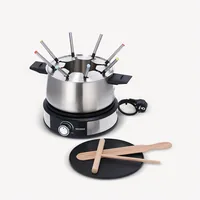 Severin Fondue-Set All-in-One 11 Teile, Schwarz/Silber - Anzahl Personen: 8 - Materialtyp: Metall - Material: Edelstahl - Betriebsart: Netzbetrieb - Kompatible Kochfelder: Netzbetrieb - nicht für Kochfelder - Detailfarbe: Schwarz - Silber
