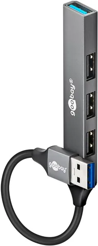 Goobay 74456 interface hub USB 3.2 Gen 1 (3.1 Gen 1) Type-A 5000 Mbit/s Light grey