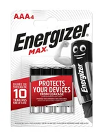 ENERGIZER BATTERIES ALKALINE MAX AAA LR03, 4 PIECES, ECO PACKAGING