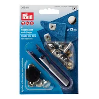 Prym Nähfrei-Hosenhaken und Stege 13 mm, 4 Stück - Produkttyp: Nähfrei-Hosenhaken - Detailfarbe: Rostbraun - Silber