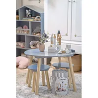 JABADABADO Runder Tisch inkl. 2 Hocker H13221 grau, Höhe 42.5cm, Ø 59cm
