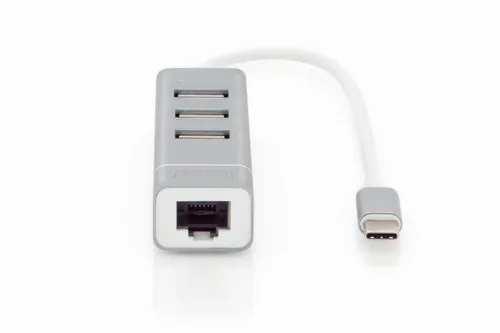 Digitus USB Type-CTM 3-Port Hub + Fast Ethernet LAN Adapter
