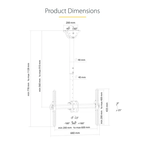 CEILING TV MOUNT - STEEL .