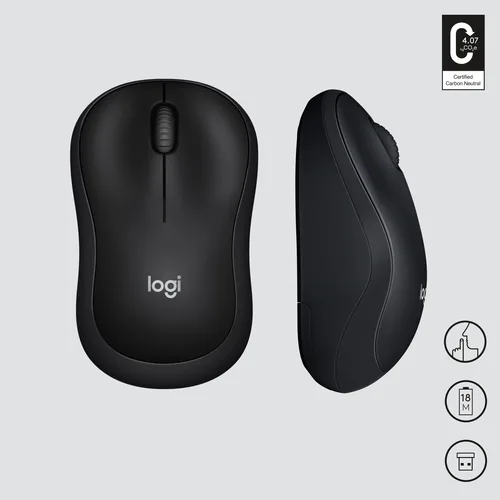 Logitech Maus M220 Silent , kabellos - Maus-Typ: Standard - Maus Features: Ein-/Ausschalter - Silent-Tasten - Scrollrad - Bedienungsseite: Universal - Detailfarbe: Schwarz - Verbindungsart: Kabellos - Schnittstelle: USB-A