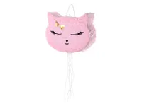 Partydeco Pinata Katze, 35 x 27 x 9 cm, Rosa, 1 Stück - Motiv: Katze - Detailfarbe: Rosa
