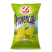 Zweifel Chips Original Provençale 90 g - Produkttyp: Crème & Gewürz Chips - Nährwertangabe pro: 100 g - Energiegehalt (in kj): 2200 KJ - Energiegehalt (in kcal): 529 Kcal - Fett: 33 g - Gesättigte Fettsäuren: 2 g