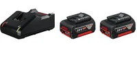 Bosch Professional Akku und Ladegerät Starterset 2x GBA 18 V 4 Ah + GAL 18 V-40 - Akkusystem: Bosch Professional 18 V (AMPShare) - Zubehörtyp: Akku und Ladegerät - Akkukapazität: 4 Ah - Spannung: 18 V - Kapazität Wattstunden: 72 Wh - Akkutyp: Lithium-Ion 