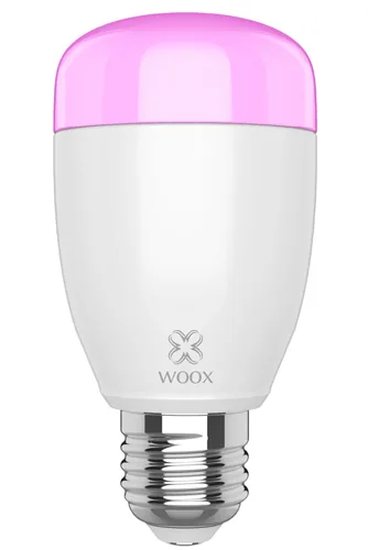WOOX Leuchtmittel WiFi Smart Bulb RGB+WW E27, 6W, 2700K-6500K - Lampensockel: E27 - Farbtemperatur Kelvin: 2700 bis 6500 K - Aussenanwendung: Nein - Gesamtleistung: 6 W - Leuchten Kategorie: Leuchtmittel - Lichtfarbe: RGBW - farbig + weiss