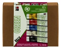 Marabu Bastelfarbe Alkydfarbe Green Set Basic, 5 x 100 ml - Art: Bastelfarbe - Detailfarbe: Hellrot - Saphirblau - Weiss - Lichtgelb - Set: Nein - Verpackungseinheit: 1 Stück