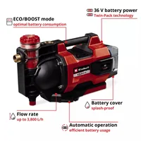 Einhell Akku-Gartenpumpe AQUINNA 36/38 F LED AUTOMATIC - Pumpentyp: Gartenpumpe - Produktart: Wasserpumpe - Betriebsart: Akkubetrieb - System-Kompatibilität: Keine