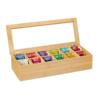 Relaxdays 10032113 tea box Bamboo, Plastic