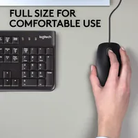 Logitech Maus B110 Silent - Maus-Typ: Standard - Maus Features: Silent-Tasten - Scrollrad - Bedienungsseite: Universal - Detailfarbe: Schwarz - Verbindungsart: Verkabelt - Schnittstelle: USB-A