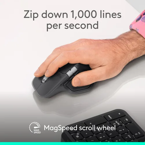 Logitech Maus MX Master 4 for Business - Maus-Typ: Business - Bedienungsseite: Rechtshänder - Maus Features: Logi Bolt-Empfänger - Detailfarbe: Graphit - Schnittstelle: Bluetooth - Verbindungsart: Kabellos