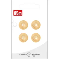 Prym Union Knopf Knöpfe 4-Loch 15 mm, 4 Stück, Beige - Detailfarbe: Beige