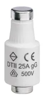 Elektromaterial Schmelzsicherung DII E27 25A 500 V gG mit Melder 5 Stück - Produkttyp: Sicherung - Bauart: Sand - Nennstrom: 25 A - Auslösecharakteristik: Träge (T)