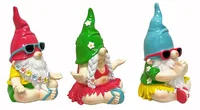 Dameco Gartenzwerg sitzend in Yoga Pose 3-er Set, 12 x 14 x 17 cm - Produkttyp: Aufsteller - Detailfarbe: Mehrfarbig