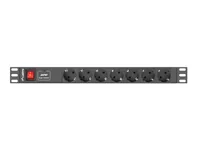 LANBERG 19"" PDU-Steckdosenleiste 1U 7xSchuko 2,0m 16A sw
