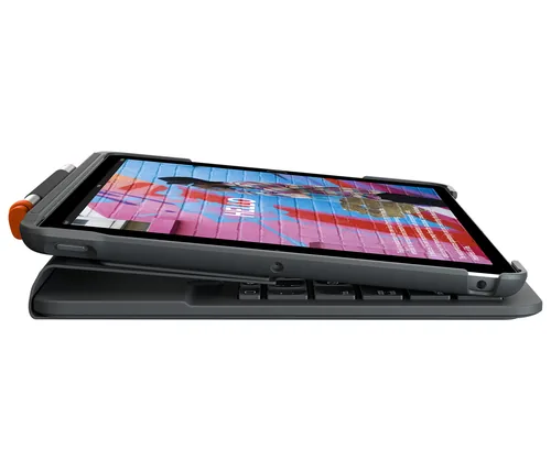 Logitech Tablet Tastatur Cover Slim Folio iPad 10.2 (7. - 9. Gen.) - Verbindungsmöglichkeiten: Bluetooth - Tastaturlayout: QWERTZ (CH) - Kompatible Hersteller: Apple - Bildschirmdiagonale: 10.2  - Detailfarbe: Schwarz - Graphit - Tablet Kompatibilität: iP