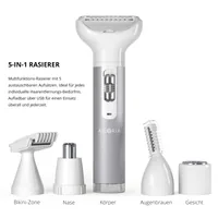 Ailoria Multirasierer Evapore-Set Silver-Cloud, 5-teilig - Typ: Multirasierer - Rasierart: Trocken - Körperbereich: Bikinizone - Achseln - Augenbrauen - Körper - Gesicht - Nase - Reinigungsstation: Nein - Anwender: Damen