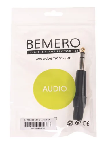 Bemero Stecker BC2002BK-M 6.3mm stereo Klinkenstecker schwarz - Audio Steckertyp: Klinke 6.3 mm - male - Anwendungsbereich: Live/Bühne - Installation - Studio