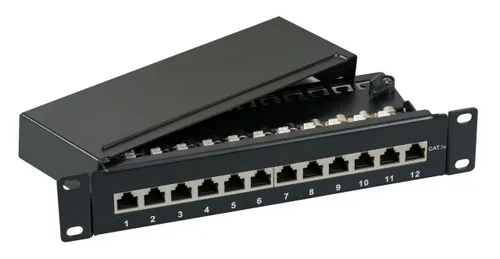 Mini-Patchpanel STP 12xRJ45 Cat.6A,10"" 1HE,grau