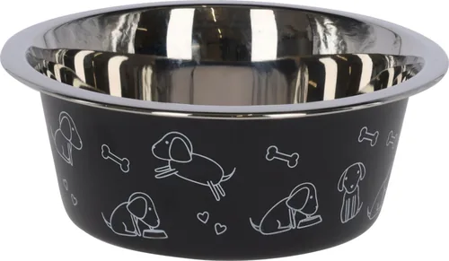 Kerbl Edelstahlnapf mit Motiv 1800 ml, Schwarz - Produkttyp: Futternapf - Tierart: Hund - Material: Edelstahl