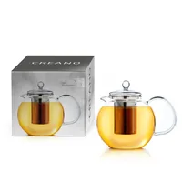Creano Teekanne 0.85 l, Transparent - Material: Borosilikatglas - Detailfarbe: Transparent - Filtertyp: Edelstahlfilter - Fassungsvermögen: 0.85 l - Kompatible Kochfelder: Manuell - nicht für Kochfelder