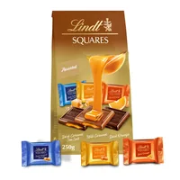 Lindt Schokoladen-Pralinen Squares assortiert 250 g - Produkttyp: Assortiert - Nährwertangabe pro: 100 g - Energiegehalt (in kj): 2163 KJ - Energiegehalt (in kcal): 518 Kcal - Fett: 30 g - Gesättigte Fettsäuren: 18 g