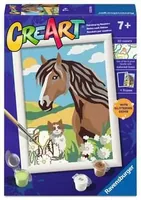 Ravensburger Malen nach Zahlen CreArt – Horse and Kitty - Altersempfehlung ab: 7 Jahren - Motiv: Katze - Pferde