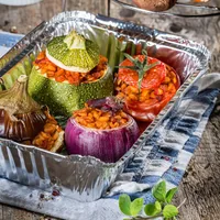 relaxdays Grillschale mit Deckel 100 Stück - Breite: 10 cm - Länge: 13 cm