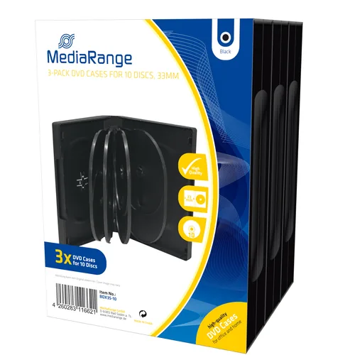 MediaRange DVD-Leerhülle für 10 Dics 33mm schwarz 3pcs