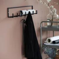 House Doctor Wandgarderobe Rack 60 x 8 x 12 cm, Schwarz - Tiefe: 8 cm - Breite: 60 cm - Höhe: 12 cm - Detailmaterial: Eisen - Grundmaterial: Metall
