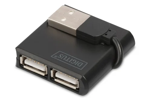 DIGITUS USB-Hub 4-Port 2.0->4xA2.0 integr. Kabel schwarz