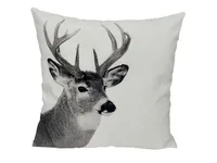 Dameco Kissen gefüllt Hirsch 40 x  40 cm, Beige/Grau - Breite: 40 cm - Detailfarbe: Beige - Grau - Eigenschaften: Keine Eigenschaft - Zertifikate: Keine Zertifizierung - Bezug abnehmbar: Ja - Mit Bezug: Ja